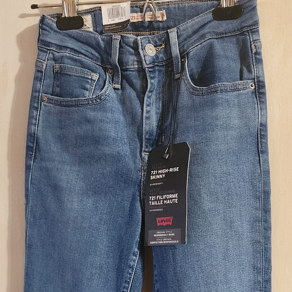 NWT Levi’s 721 High Rise Skinny Jeans Sz 24 Y2K Industrial Soft Grunge Denim - Picture 1 of 10